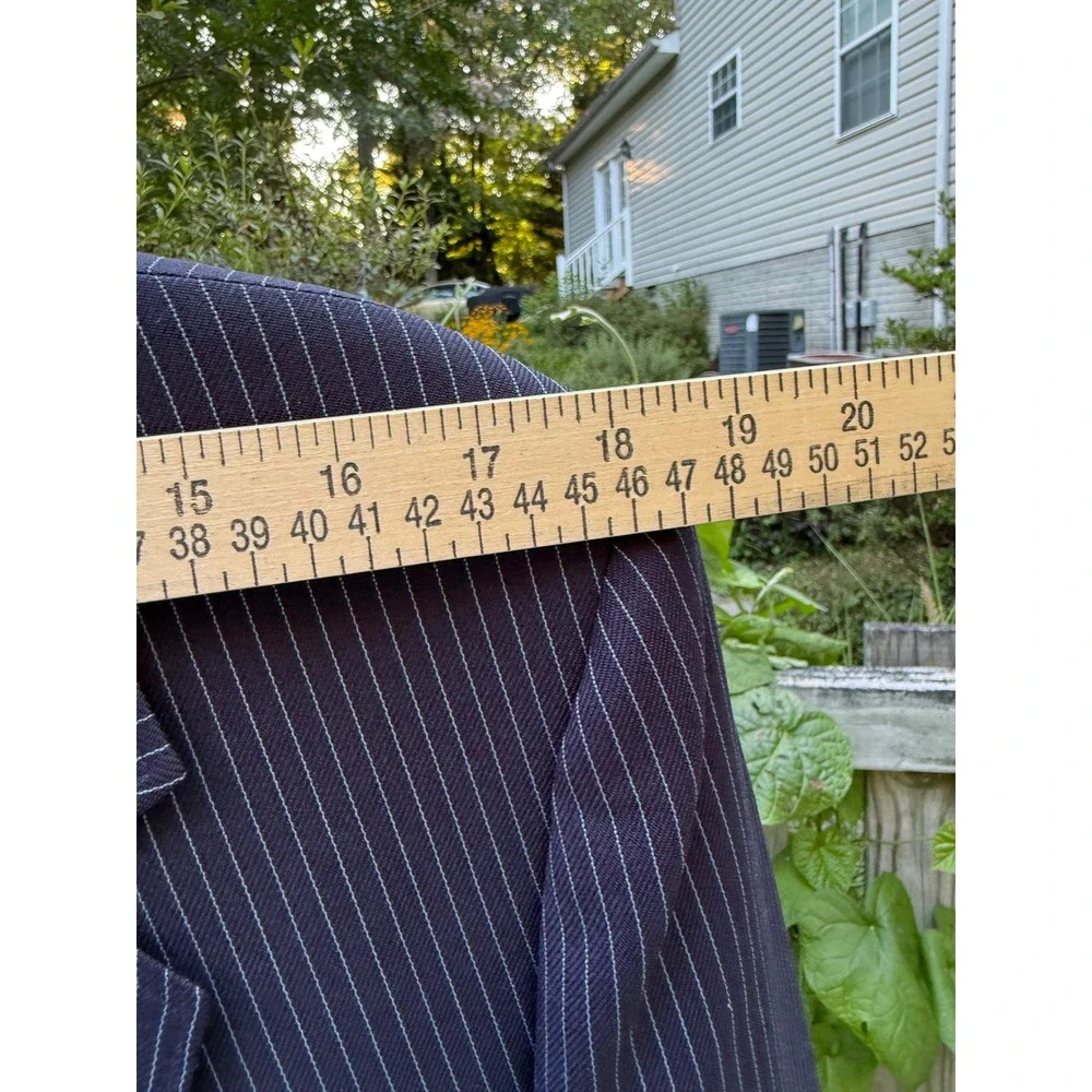 Vintage Sears Perma-Prest Navy Pinstripe Suit Jacket and Vest Set Mens Large
